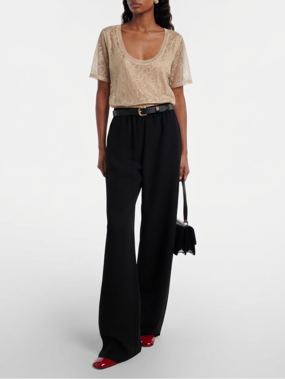 Diane von Furstenberg SPUN SILK Cream Lace Overlay Scoop Neck Relaxed Flowy Top